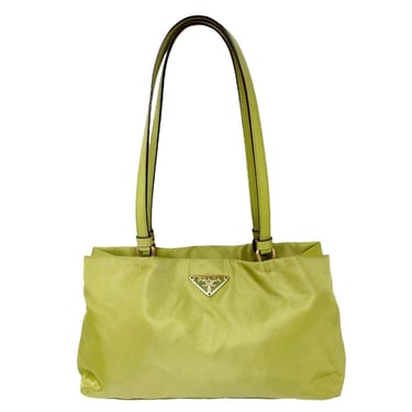 Prada Lime Green Nylon Shoulder Bag