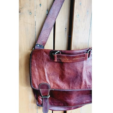 Vintage Brown Leather Messenger Bag Satchel 