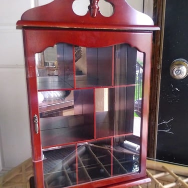 VINTAGE Glass Door Miniature Curio Cabinet, Tabletop Cabinet, Home Decor 