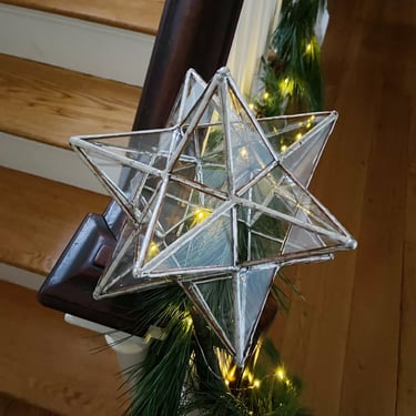12 pointed stained glass star - ornament - christmas tree topper - eco friendly 
