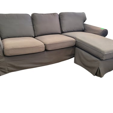 Gray Chaise Sun-Damaged Sectional w/ Removable Cover