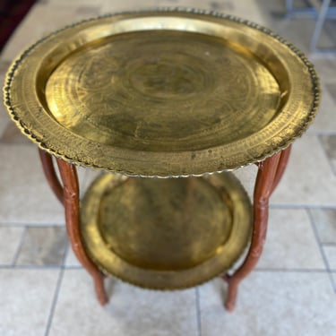 Vintage Double Brass Tray Side Table