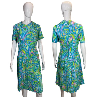 1960's Swirly Psychedelic Day Dress Size L