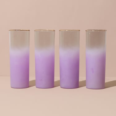 Vintage Blendo Purple Ombre Glasses, Vintage Barware, Violet Ombre Glasses 