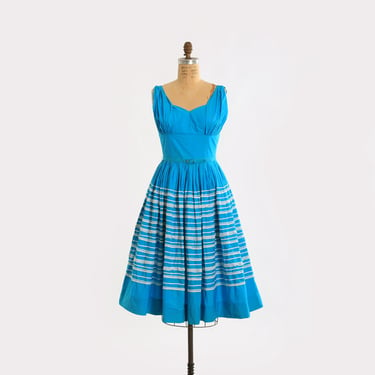 Vintage 50s blue cotton Patio dress 