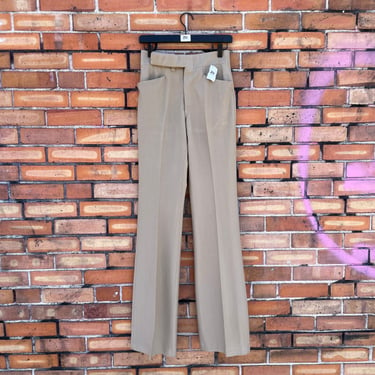 vintage 70s beige long pleated wide leg flares / 27 x 37 xs extra small 