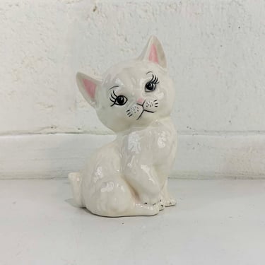 Vintage Ceramic Cat Figurine Statue Mid-Century Figurine Home Décor Figure Kitten Mid Century Kitty White Cats 