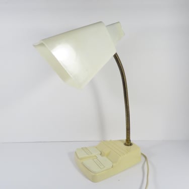 Vintage Cream Plastic Desk Lamp - Cream Gooseneck Lamp 