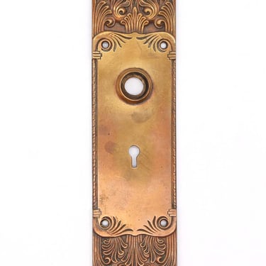 Antique 8.875 in. Russell &#038; Erwin Art Deco Coppered Brass Door Back Plate