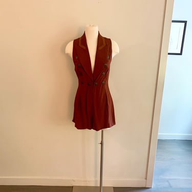 Martine Sitbon Y2k shawl collar rust romper- made in Italy-size S (42) 