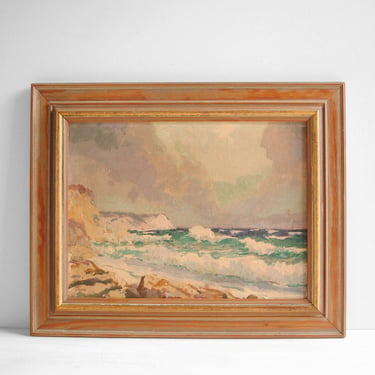 Vintage Seascape Oil Painting, Framed and Signed 