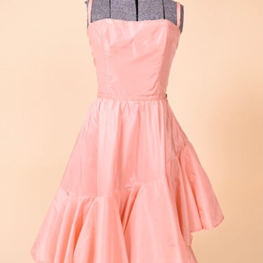 Peach Greek Couture Ruffled Skirt Party Dress By Nikos Nataba, XXS