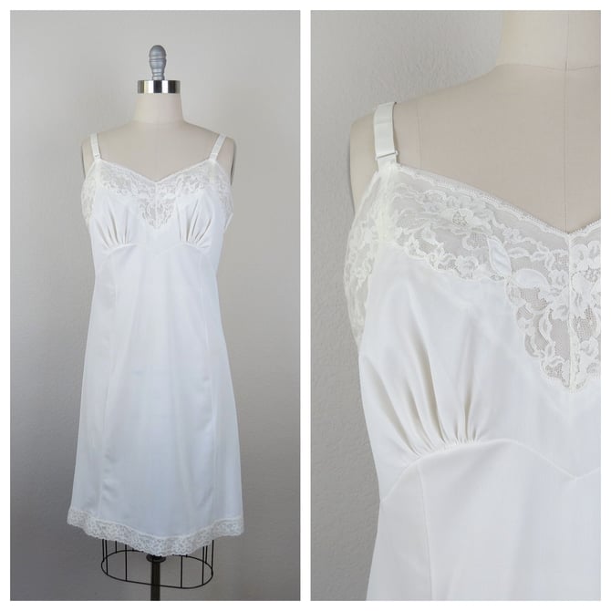 Vintage 1960s Komar dress slip, lace bodice, slip dress, full slip, size large, 38" bust 
