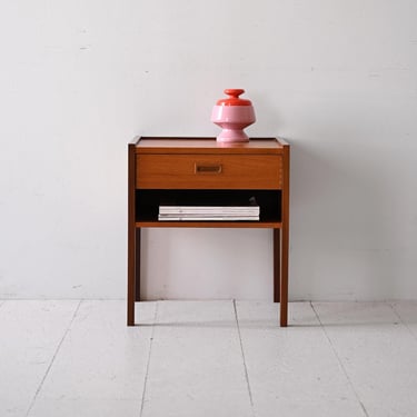 Swedish 1960s Teak Nightstand with Drawer and Magazine Shelf 