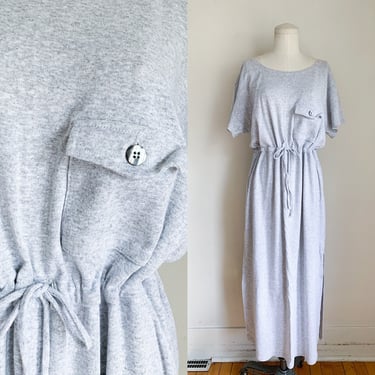 Vintage 1980s Gray Jersey T-shirt Dress / M-L 