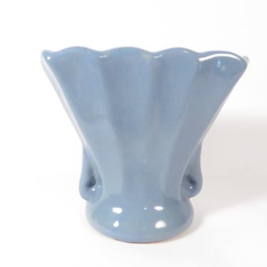 Mid Century Blue Pottery Vase - Vintage Blue Pottery Vase 