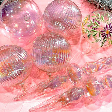 VINTAGE: Hand Blown Glass Snowflake Ornament - Aurora Luster Lampwork - Christmas Holiday Xmas 