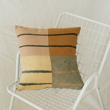 striped linen pillow, plant dyed sham, color block pillow cover, zero waste home decor, hand painted pillow, naturally dyed 