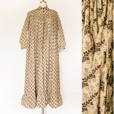 Edwardian Gown 1910s Dress Calico Cotton S 