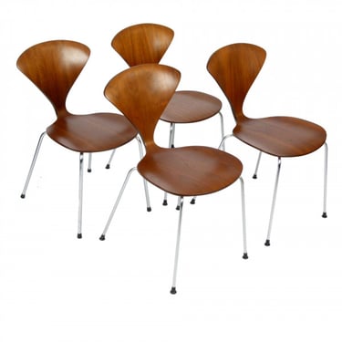 Set of Four Norman Cherner Dining Chairs for Plycraft