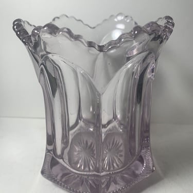 Antique-Rare EAPG Lilac/ Purple/lavender Glass Spooner Sawtooth Edge Vase 