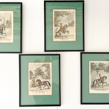 Set of Vintage Equestrian Soldier Prints. Antique French Soldier on Horseback Art Prints. 
