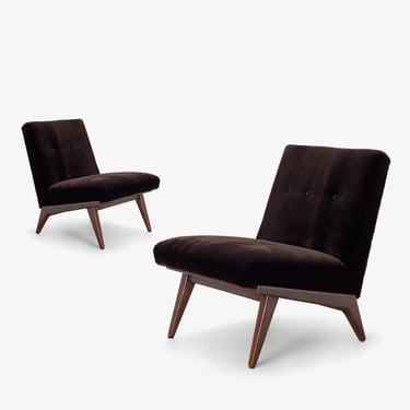 Jens Risom Slipper Chairs, Pair