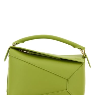 Loewe Woman Green Leather Small Puzzle Handbag