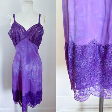 Vintage 1960s Purple Tie Dye Slip / M 