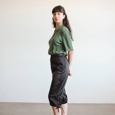 1990s Chloe Black Silk Satin Toreador Pant 
