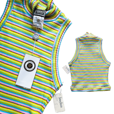 Versace JC Candy Striped Cotton Tank