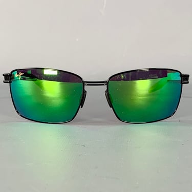 MAUI JIM Cove Park Black Iridescent Green Acetate Metal Polarized Sunglasses