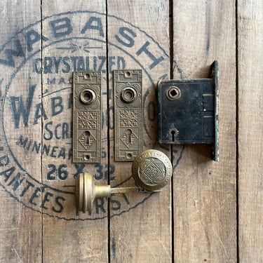 1880s Brass Door Handle Set Victorian Eastlake Salvage H-22200 
