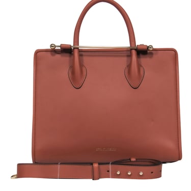Strathberry - Tan Leather Structured Handbag w/ Single Handle & Adjustable Strap