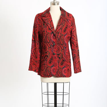 60s Alex Colman blazer | Vintage 60s red woven Paisley blazer 