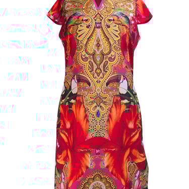 Ted Baker - Pink & Multi Color Print Short Sleeve Dress Sz 6
