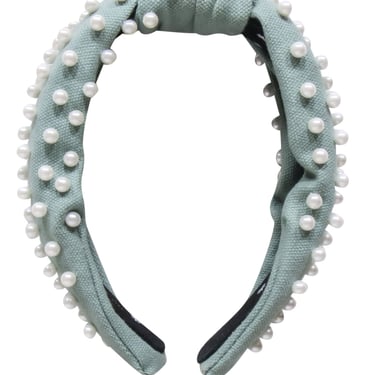 Lele Sadoughi - Sage Woven Pearl Headband w/ Top Knot