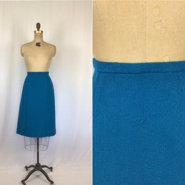 Vintage 50s skirt | Vintage turquoise wool  skirt | 1950s aline skirt 