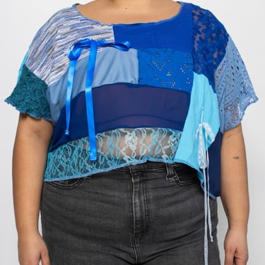 FiOT - Blue Patchwork Bow Top
