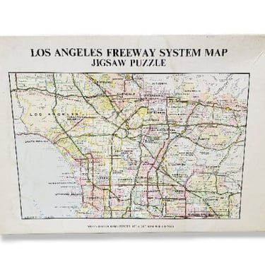 Vintage Jigsaw Puzzle, Los Angeles Freeway System Map Puzzle, California, 16×20, Gameophiles Unlimited, 7213, Rand McNally Co., Vintage Toys 