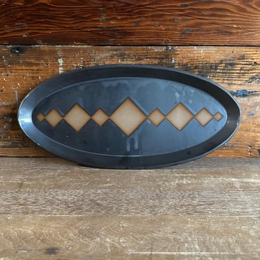 Oval Platter -  Grey and Brown with Geometrics 