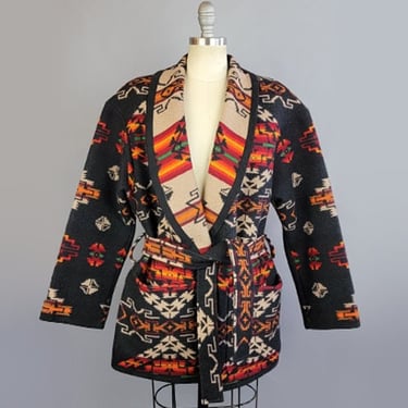 Vintage Pendleton Jacket / 1980s Southwest Pattern Wool Knockabouts Jacket by Pendleton / Size Medium Size Large 