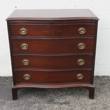 Mahogany Serpentine Inlay Small Dresser Large Nightstand with Pullout Tray 5010