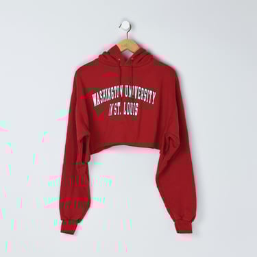 Vintage 90s Washington University in St. Louis Cropped Hoodie - Champion, college, crop top, red and white - Women's L 