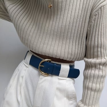 Vintage Wide Cerulean Leather Belt