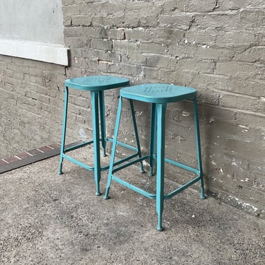 Pair of Industrial Counter Stools