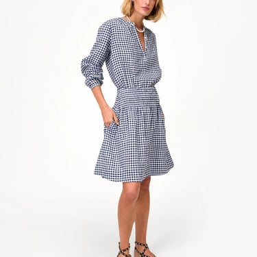 Zoe Skirt - Navy/White Linen Gingham