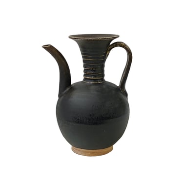 Chinese Ware Brown Black Glaze Ceramic Flask Vase Jar Display ws3146E 