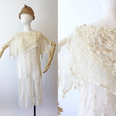 1970s CROCHET cape collar knit dress small medium | new spring 
