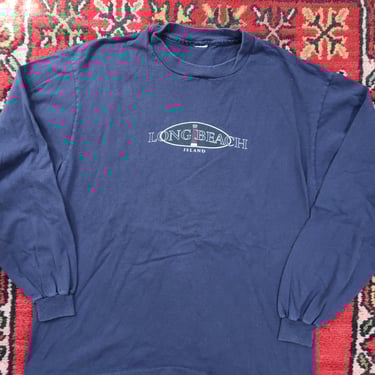 Vintage Long Beach Island Navy Blue Graphic Tee - Jersey Shore Lighthouse Long Sleeve Tshirt